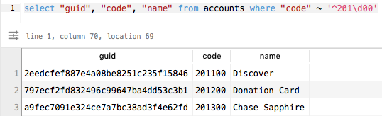 account-codes Querying all my credit card accounts using the account code